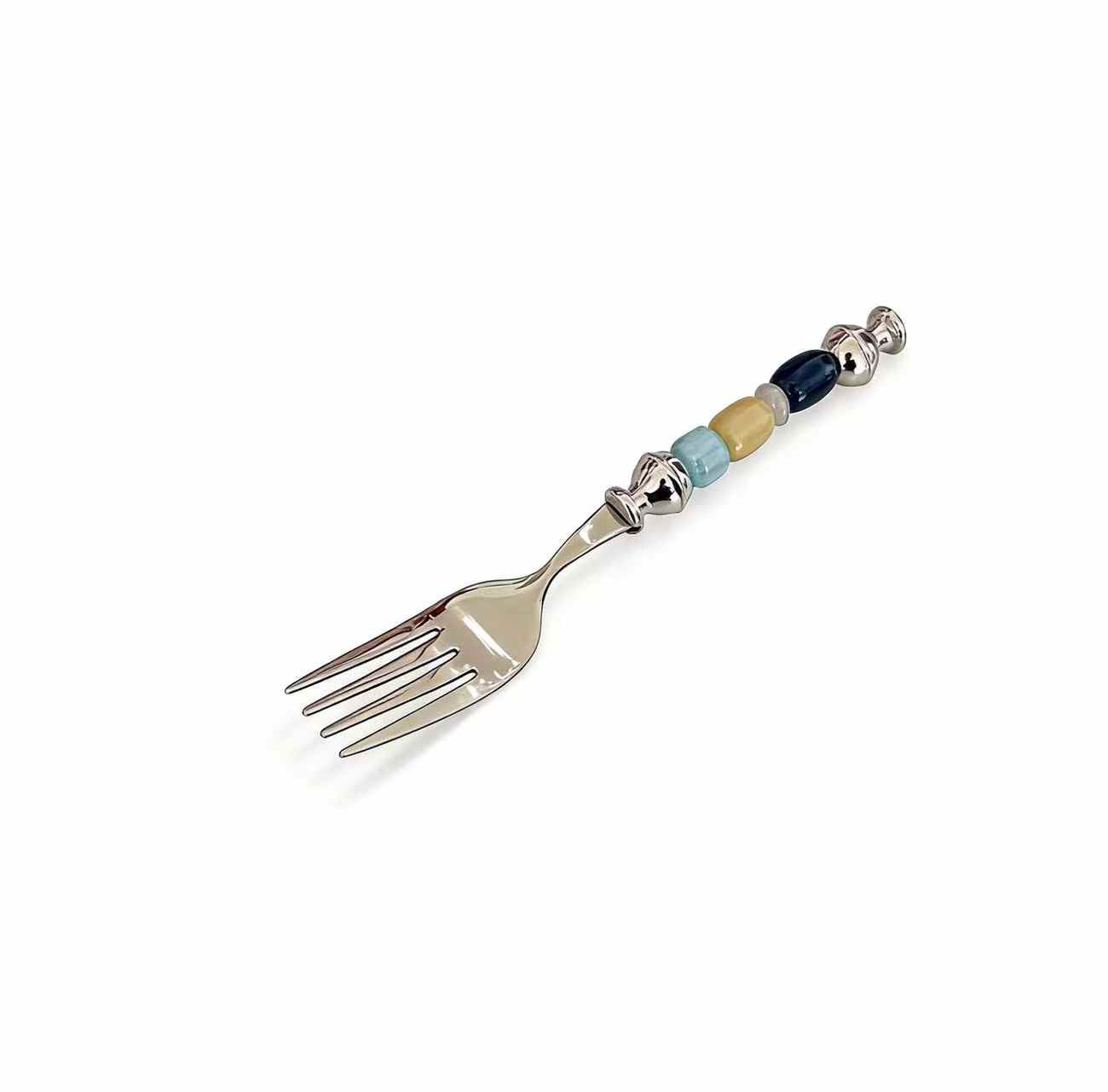 Sea Salt–Coloured Beaded Handle Fork