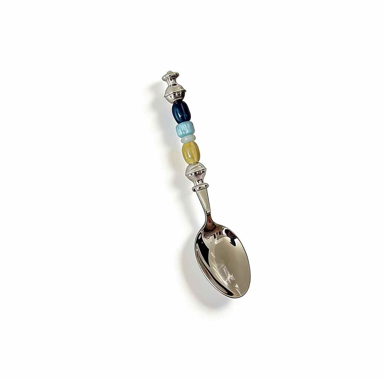 Sea Salt Beaded Handle Dessert Spoon